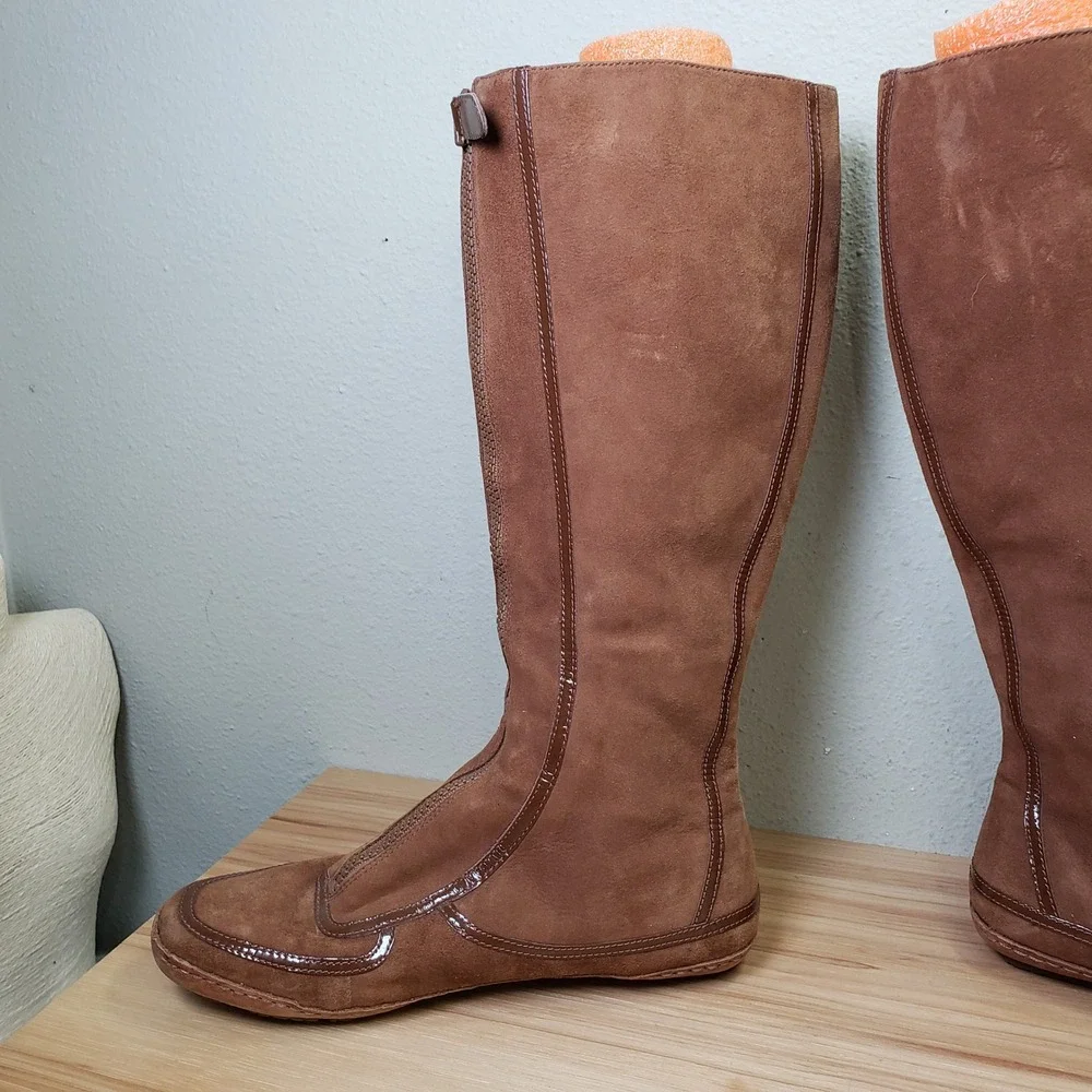 Cole Haan Penny Lane Suede Boots Tall Knee High Lagenlook Cottage Hippie Size 6B